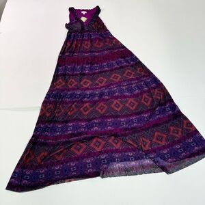 Weston Dress Womens Large purple Abstract artsy Sleeveless Maxi NWT Flowy